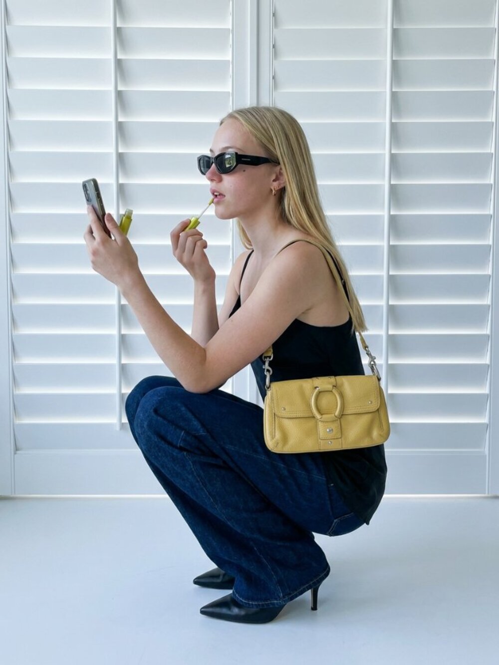 Sigrid Olsen Leather Crossbody / Shoulder Purse Bag Adjustable in Yellow